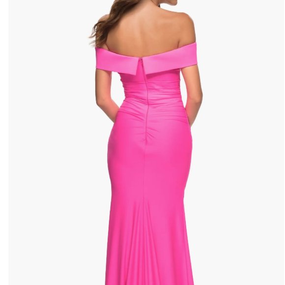 La Femme Off the Shoulder Neon Gown Size 8  WORN ONCE - Picture 2 of 5